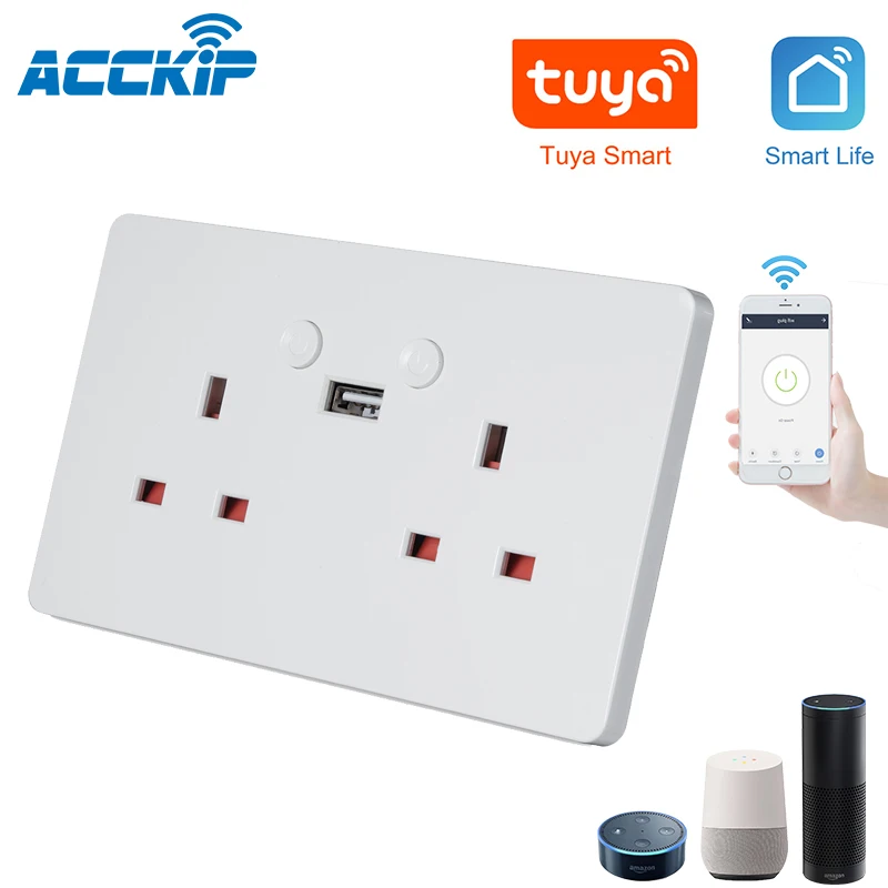 ACCKIP Великобритания Тип адаптер USB Международная AC100 240V вилка Смарт переключатель
