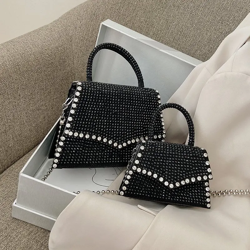 

OLUOLIN Women Large Capacity Handbags Diamonds PU Shoulder Messenger Bag Totes Bags Rhinestones Clutches Purse Designer Bag