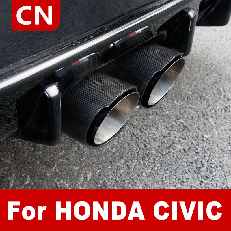 

Car Carbon Fiber Tail Throat Silencer Exhaust Pipe Modification Accessories For Honda Civic 10th 2021 Hatchback 1/2Pcs