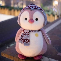 cute stuffed animal wearing scarf sweater hat penguin plushies dolls stuffed snow cap penguin toys for children xmas birthday