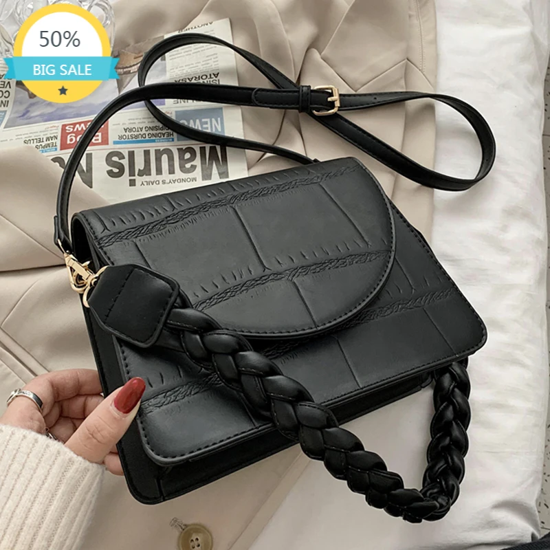 

Маленькие сумки через плечо из искусственной кожи с узором под камень для женщин 2021, Женская плетеная Сумка через плечо, женские сумки, диза...