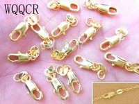free shipping 100pcs yellow gold filled lobster clasp gf connecter lin jewelry necklace bracelet 18kgf stamped tag