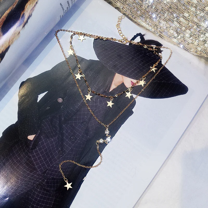 Женское винтажное ожерелье в богемном стиле золотистого цвета с подвеской виде