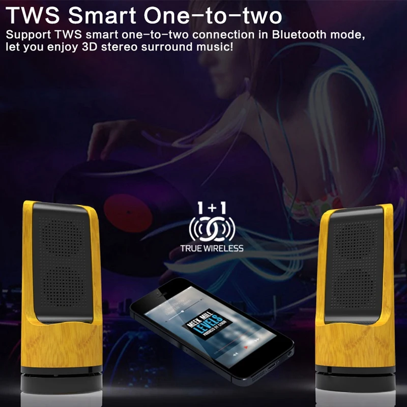 Bluetooth динамик 1 пара светодиодный светильник Bamboo трубка TWS беспроводной o для