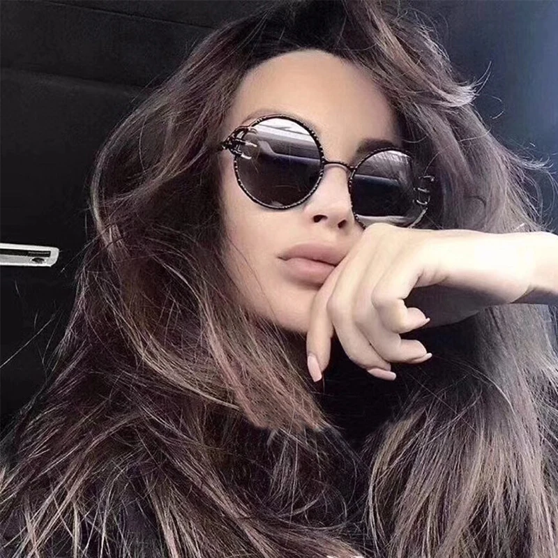Мода 2020 винтажные круглые очки Солнцезащитные женские металлические роскошные