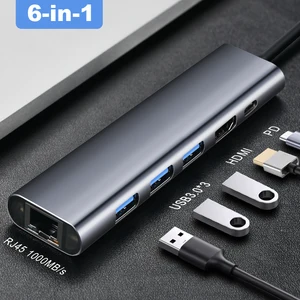 ofccom usb c hub type c to ethernet multi usb 3 0 hub hdmi adapter dock for macbook pro huawei usb c 3 0 splitter port typec hub free global shipping