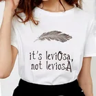 Футболка женская с принтом перьев и надписью It's LeviOsa
