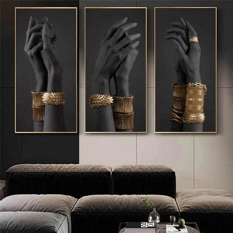 

African Black Hands Holding Jewelry Canvas Paintings Posters and Prints Wall Art Picture Home for Living Room Decor Cuadros
