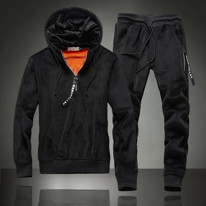 TZ213 Black Мужской спортивный костюм для фитнеса, модные комплекты спортивной одежды, Весенняя мужская повседневная одежда, 2 шт, толстовка+ спортивные штаны, верхняя одежда, спортивный костюм для мужчин - Цвет: TZ213 Black