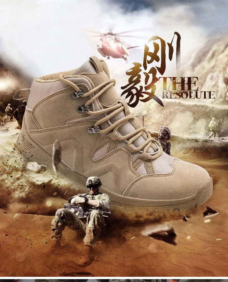 Men Tactical Boots Army Boots Military Desert Waterproof Work Safety Shoes Climbing Hiking Sport Shoes Ankle Men's Outdoor Boots