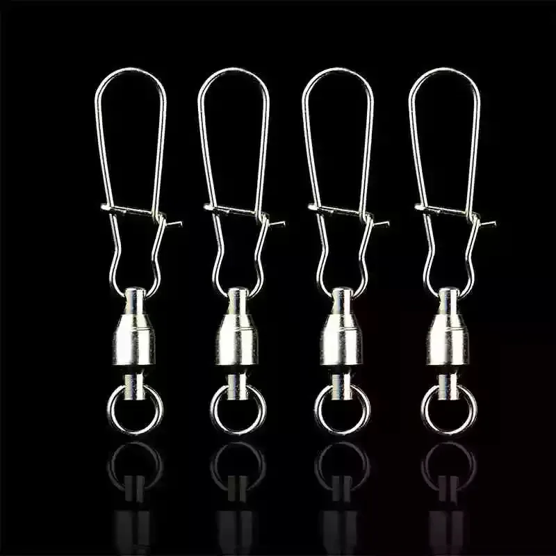 50PCS 0#-8# Fishing Connector Pin Bearing Interlock Swivel Stainless Steel with Snap Fishhook Lure Tackle Gear Accessory | Спорт и