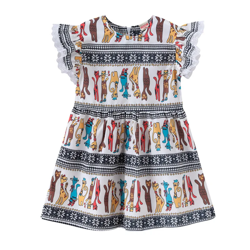 Летнее платье для девочек принцессы с цветочным рукавом маленьких детское милым