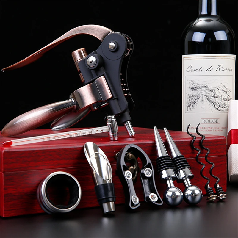 

Набор инструментов для открывания красного вина в форме кролика из цинкового сплава, Профессиональный штопор и Подарочная коробка, 9 шт./ком...