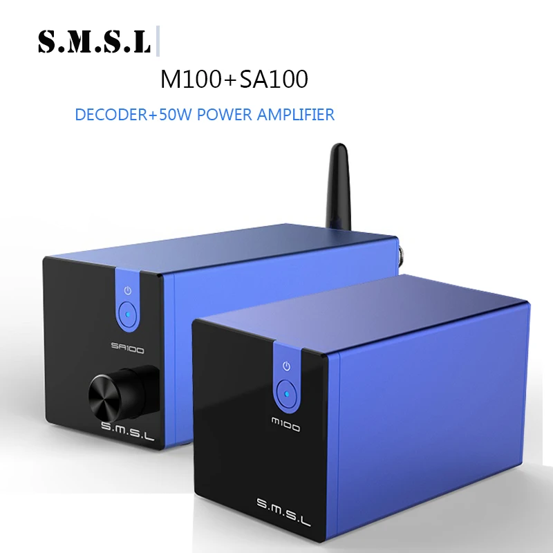 SMSL SA100+ M100 Hifi Профессиональный усилитель мощности TPA3116D2 50 Вт M100 USB DAC DSD512 XMOS bluetooth amp 2(2,0