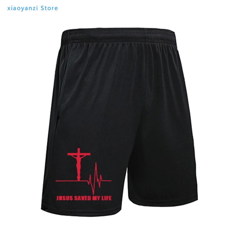 

New Jesus Saved My Life DIY Sports Shorts Set Savior God Religion Prayer Faith Christian Sweatpants Male Fitness Running Pants