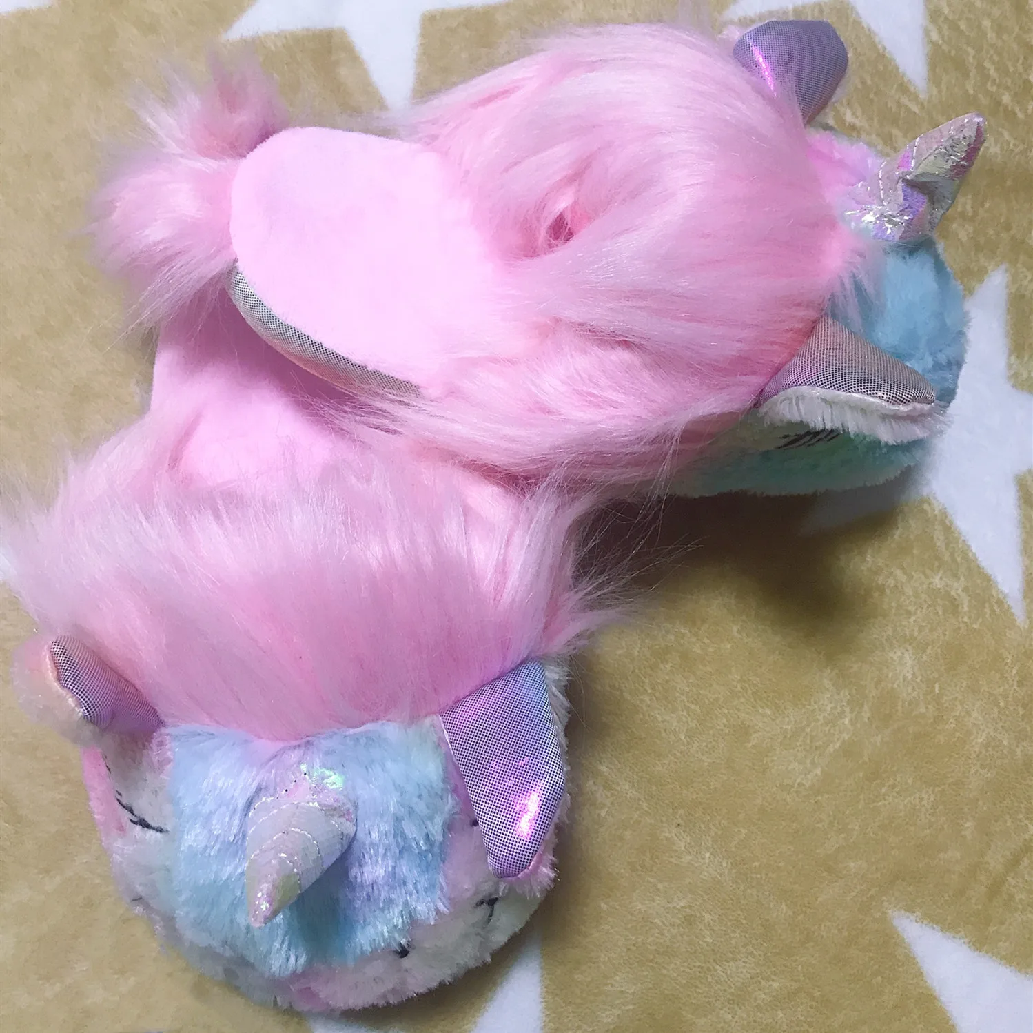 pink sole Плюшевые тапочки с единорогом для взрослых и женщин; коллекция года; нескользящие домашние тапочки для девочек; обувь единорога; теплая мягкая зимняя обувь для спальни - Цвет: pink sole