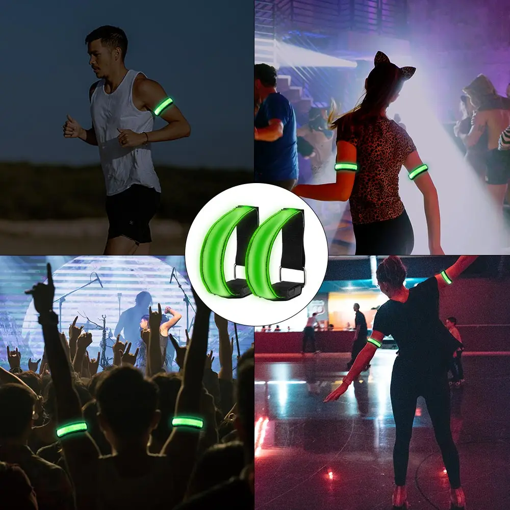 Bicycle Party With Rechargeable LED Arm Light Jogging Driving Leg Warning Wristband Armband | Спорт и развлечения