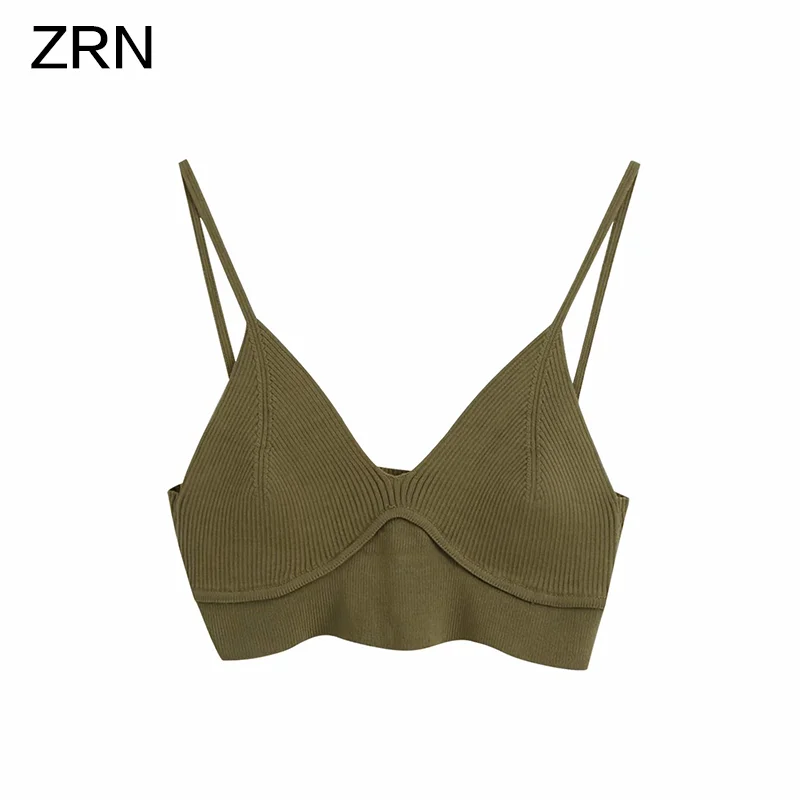 Топ женский трикотажный однотонный с V образным вырезом без рукавов|Топы| |