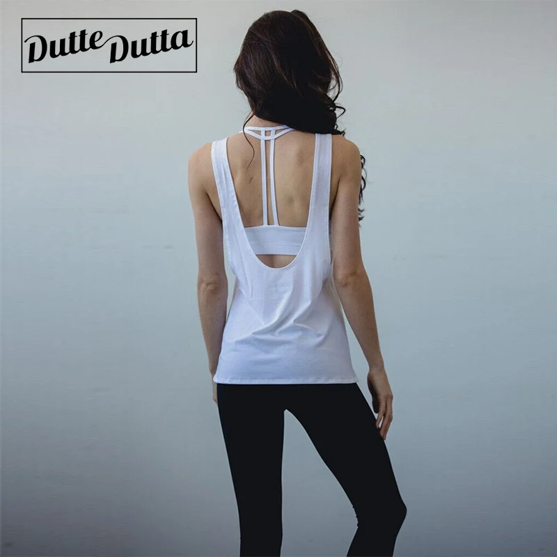 Женская спортивная одежда футболка для фитнеса майка с открытой спиной