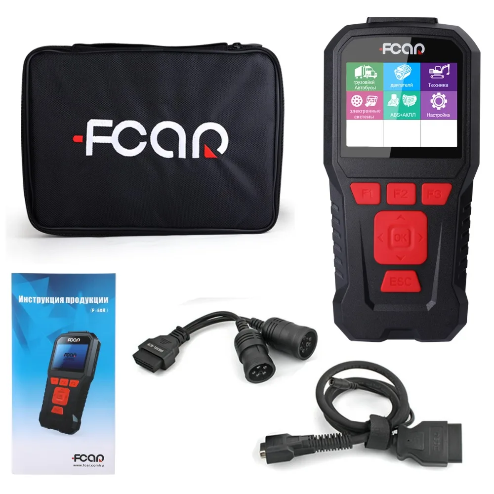 

FCAR F-50R OBD Heavy Duty Truck Diagnostic Tool Big BUS Automotive Scanner Excavator Engine Code Reader OBD2 Scanner in Russian