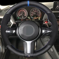 diy black faux leather car steering wheel cover for bmw f87 m2 f80 m3 f82 f12 f13 f85 x5 m f86 x6 m f33 f30 m4 m5 m6