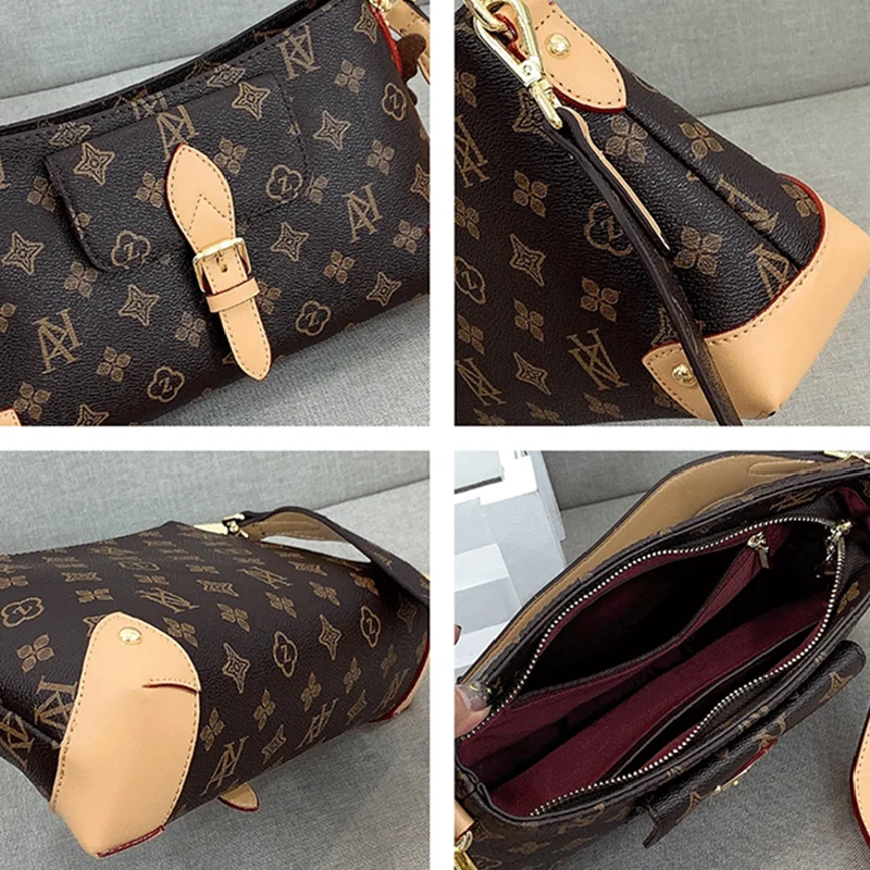 

2021 New Fashion Retro Presbyopia High Quality Leather Women's One-shoulder Armpit Bag Messenger Bag Bag Sac A Main De Luxe Cc