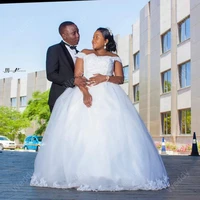 african off the shoulder wedding dresses 2022 sweep train plus size lace appliqued bridal gown robe de mari%c3%a9e