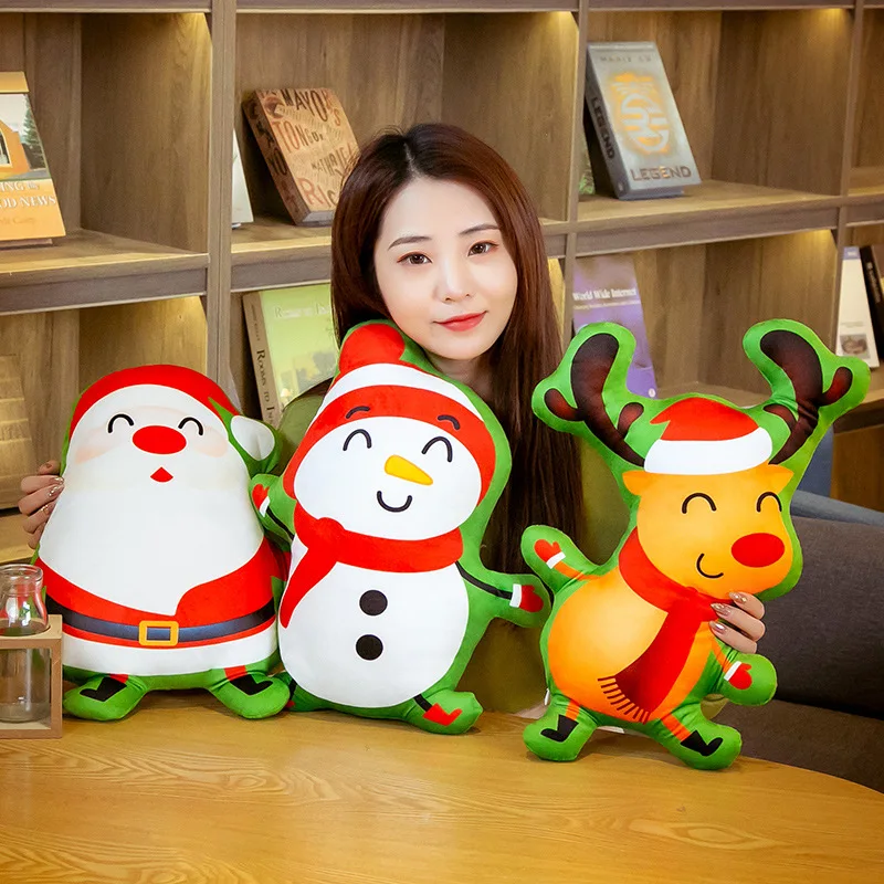 

Мультяшная кукла Санта-Клаус, олень, снеговик, полярный медведь, пингвин, плюшевая игрушка, подушка для рождественской елки, украшение интерьера, рождественский подарок