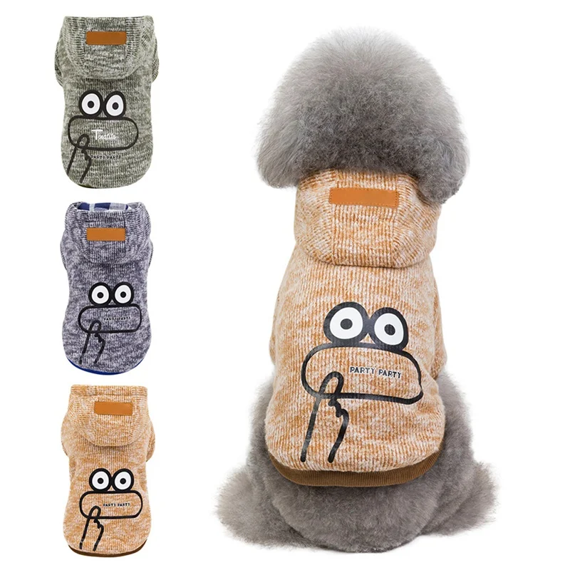 Собака зимняя одежда милый лягушки из мультфильмов толстовки с капюшоном Одежда