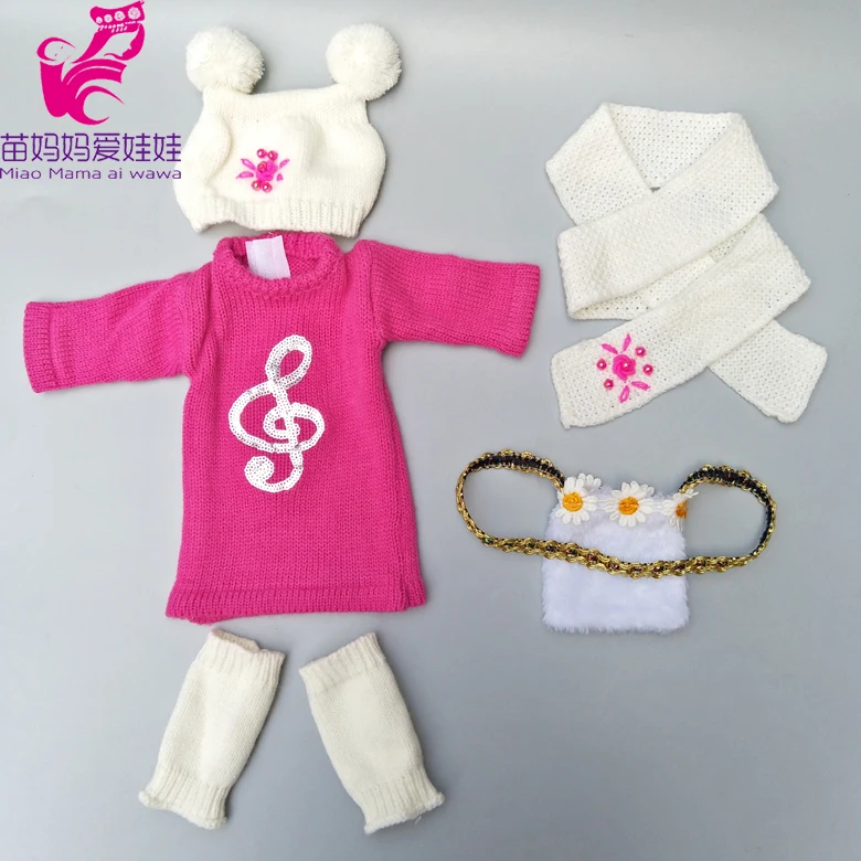 Набор детской одежды для кукол 43 см вязаное платье шапка шарф 18 дюймов кукла
