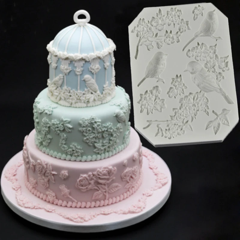 

Blossoms & Birds Molds Fondant Cake Decorating Tools Silicone Molds Sugarcrafts Chocolate Baking Tools for Cakes Gumpaste Form