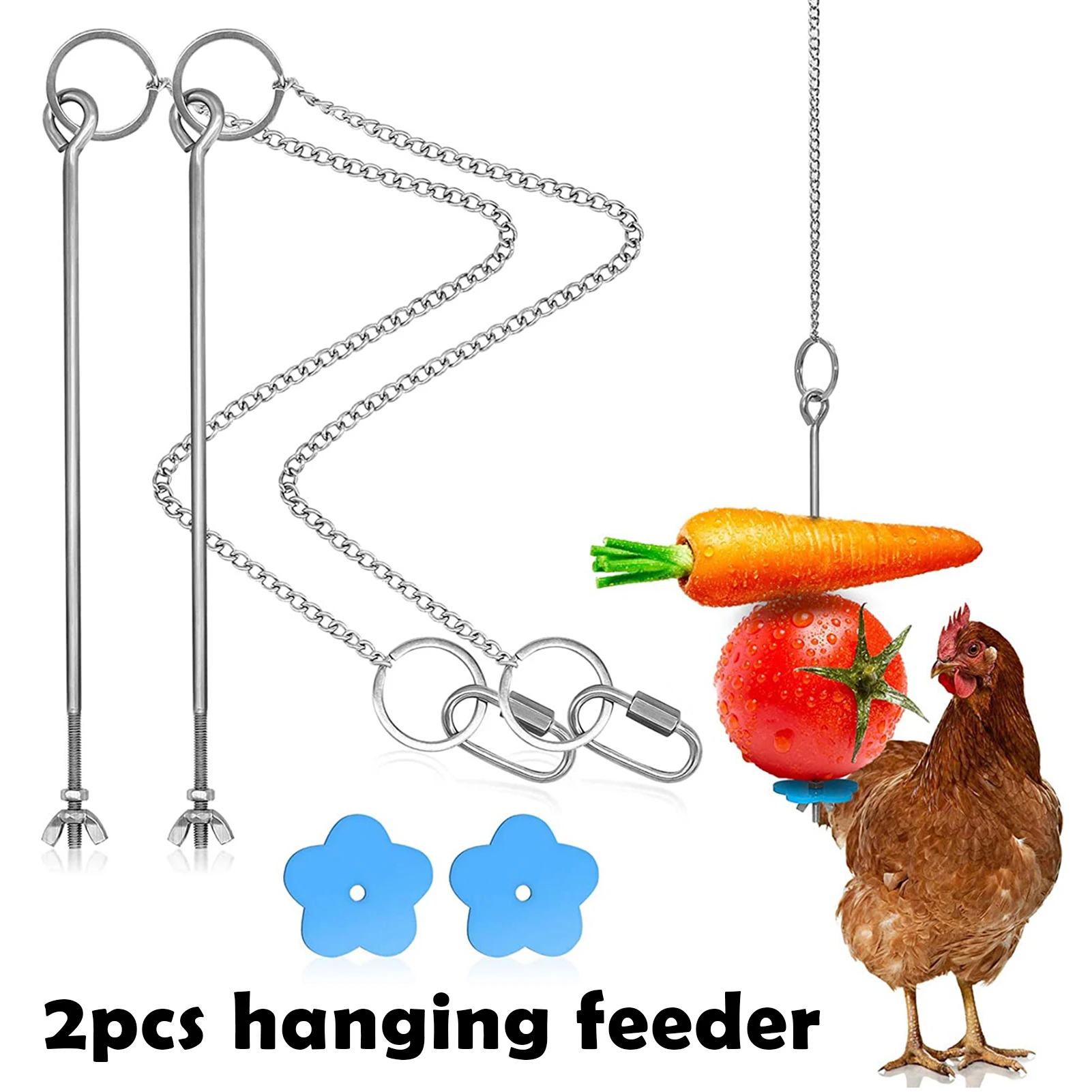 

New 2pcs Hanging Feeder Toy Chickens Fruit Feeder for Hens Chickens Large Birds Pet SCI88