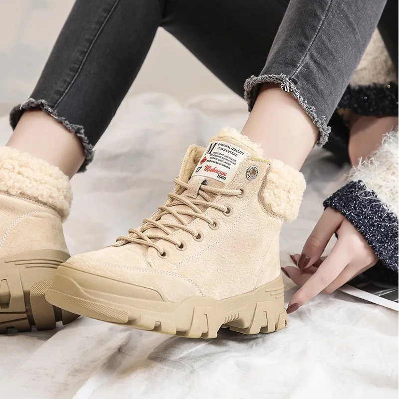 

Women Snow Boots Winter Warm Plush Ladies Sneakers Shoes Woman Short Boots Thick Bottom Lace Up Botas Mujer Female Footwear