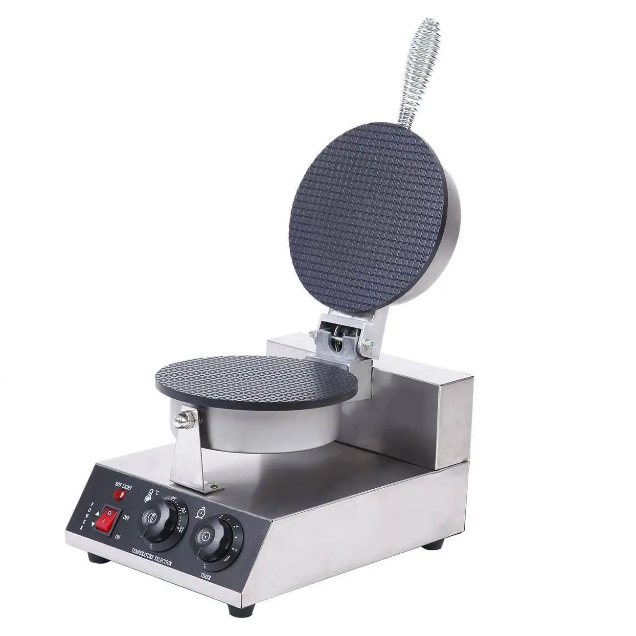 

Honhill Waffle Cone Baker Maker Machine 110v Electric Commercial Round Nonstick Stroopwafel Syrup Ice Cream Waffle Maker Machine