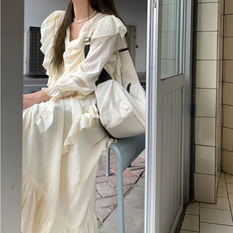 Корейское Модное Элегантное цельнокроеное платье Женские французские винтажные