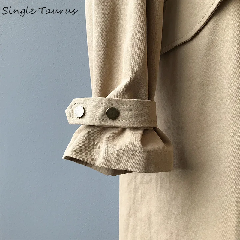 

Fall Trench Women Loose England Twotwinstyle Ropa Mujer Fashion Streetwear Office Lady Causal Khaki Long Coat Sobretudo Feminino