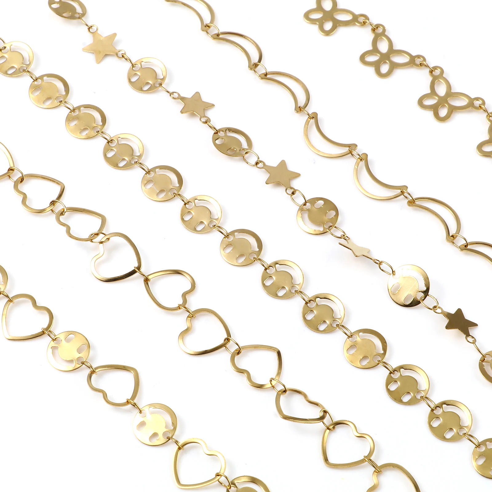 

1 PC Fashion Classic Anklet For Women Stainless Steel Gold Color Heart Moon Chains Foot Jewelry Anklet Bracelet Gift Wholesale