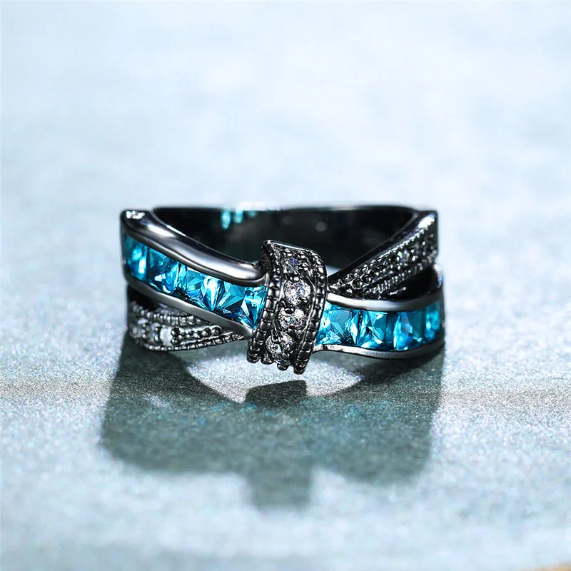 Женский винтажный светильник обручальное кольцо с синим квадратным камнем