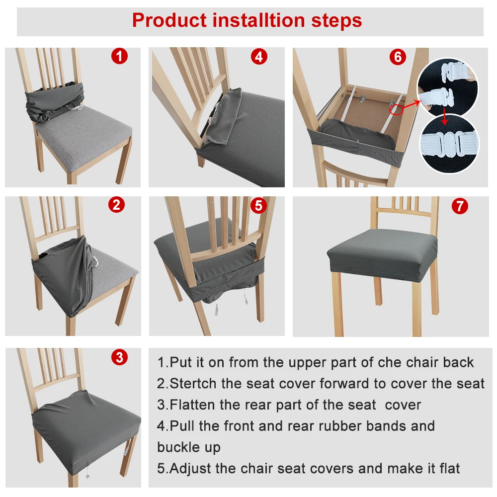 7 Solid Colors With Buckle Chair Cover Big Elastic Chair Covers Seat Slipcovers Stretch Removable Dining Hotel Seat Covers