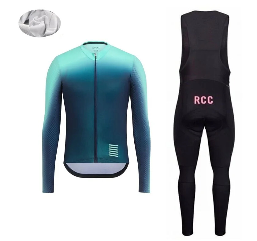 Cycling Sets RCC зимний термальный флис с длинным рукавом Джерси Набор Верховая езда Горный велосипед дышащая верхняя одежда ropa - Цвет: Cycling Sets