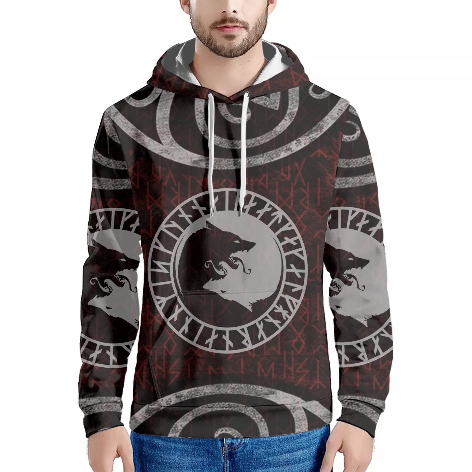 

2021 Viking Wolf Tattoo All-Over 3D Printed Cool Hoodies Harajuku Hooded Pullover Casual Popular Jacket Art Vintage Streetwear