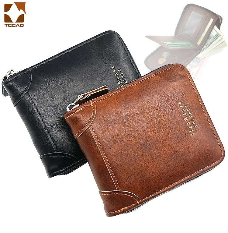 Фото Мужской кожаный кошелек брендовый короткий удобный мужская сумка с кармашком