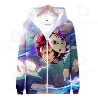 new anime demon slayer zipper hoodie 3d printing men women personality popular long sleeve sweatshirt child size tops
