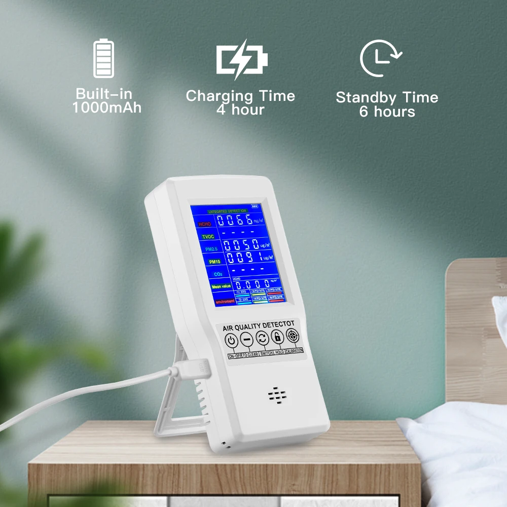 Монитор качества воздуха PM2.5 PM10 цифровой детектор формальдегида HCHO TVOC CO2 с