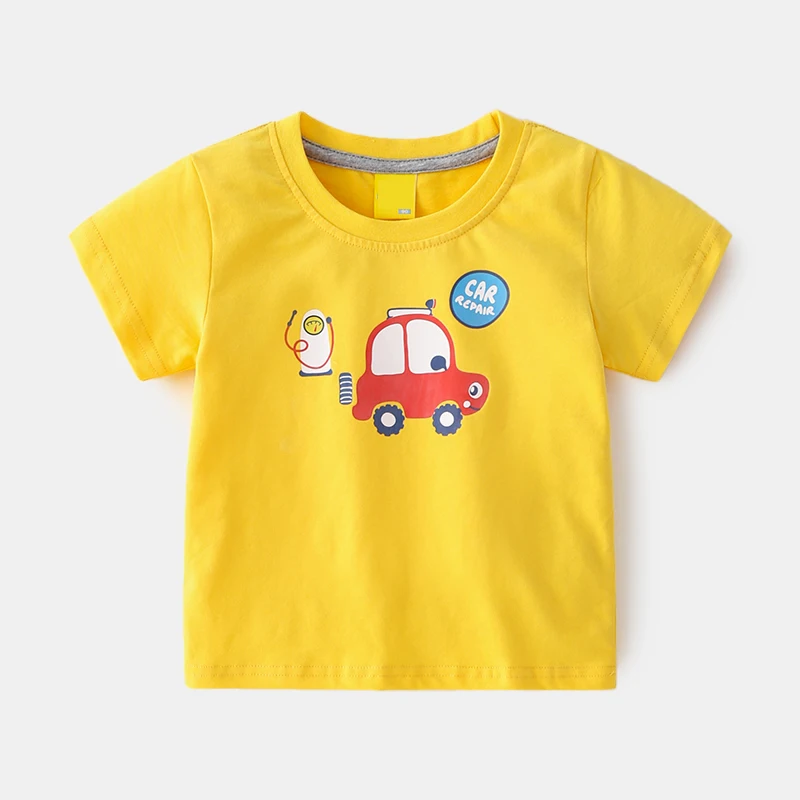 

Summer high-quality Cotton T-shirt For Children Boy Cute Cartoon Car Short Sleeve Top Casual Comfortable Kid Clothing