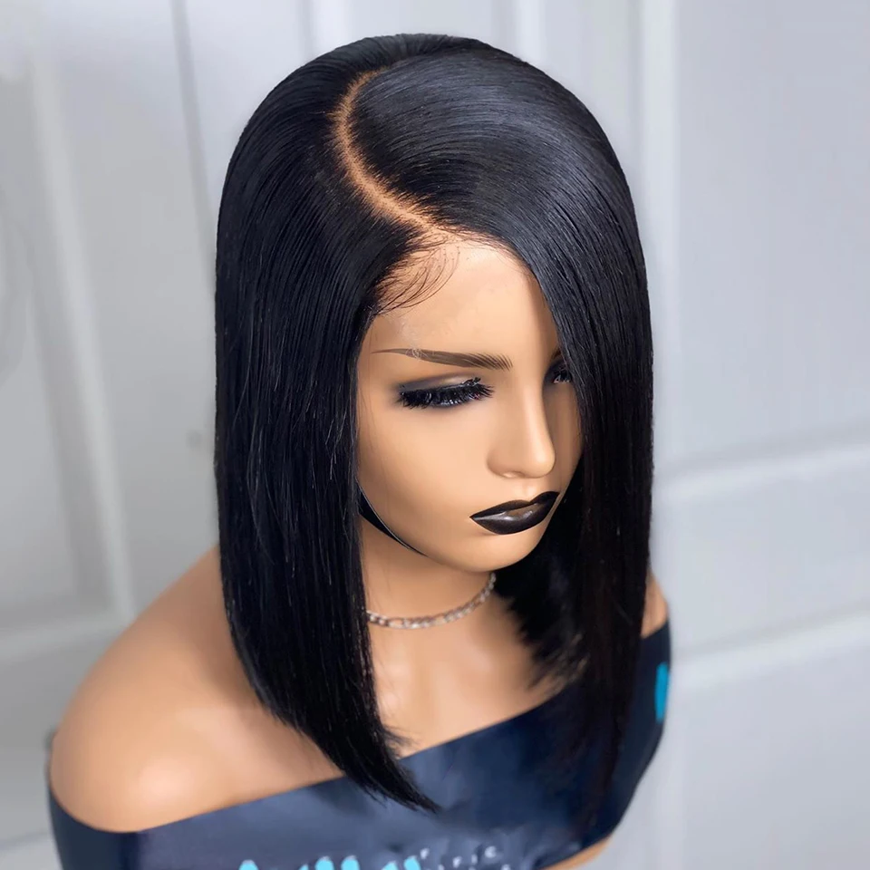 Короткий парик Боб 130% Remy 13x4 парики из человеческих волос на сетке спереди для