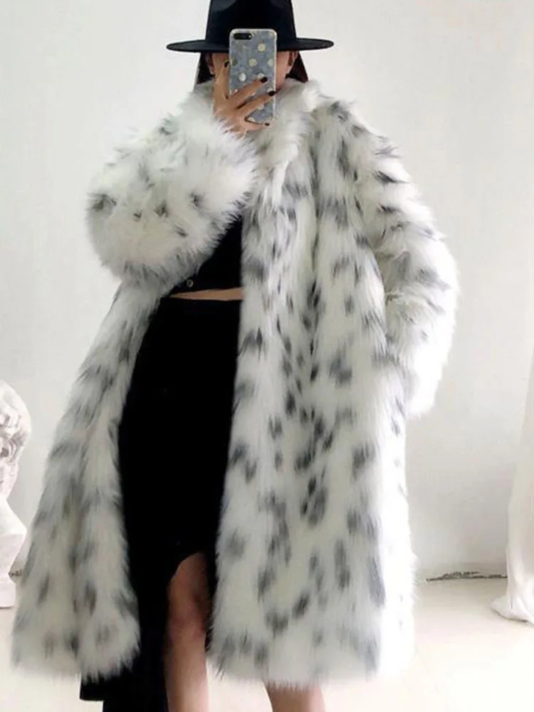 Women Winter Elegant Faux Fox Fur Coat Biker Leather Jacket High Quality Teddy Elegant Thick Fluffy Long Ukraine Fashion Street