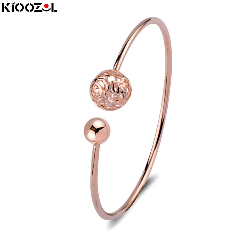 

KIOOZOL Classic Crystal Inner Ball Rose Gold Silver Color Open Bracelet For Women Statement Jewelry 2021 Trend 408 DP1