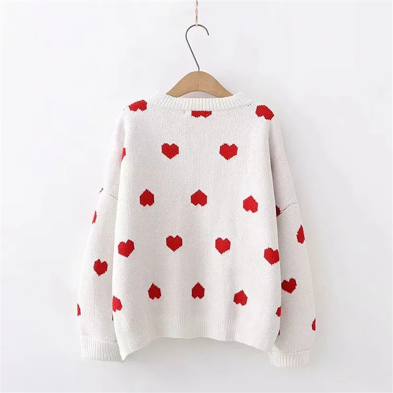 Artguy Winter Women Fashion Long Sleeve Sweet Heart O Neck Pullovers Knitted Sweaters Loose Jumper Sweater Xmas Knitwear Tops | Женская