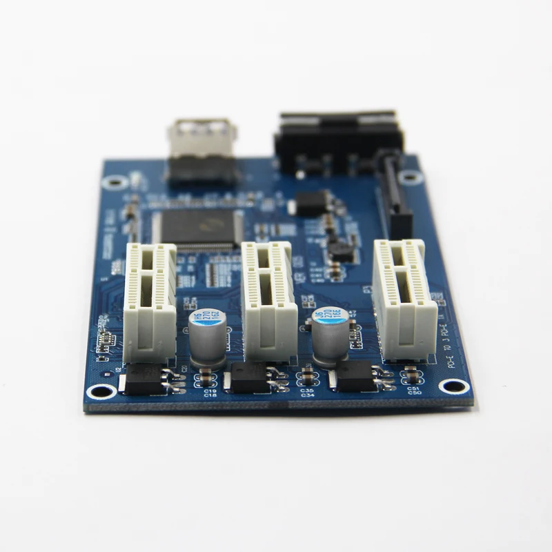3 в 1 PCI Express E 1X Слоты Riser Card PCI-E до адаптер расширения 2 Слойная плата PCB + 60 см USB 0